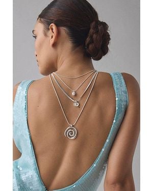 Urban Outfitters Saturn Swirl Layering Necklace Set - Brown