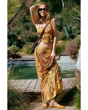 Urban Outfitters Uo Shimmer Haze Printed Mesh Skirt 2-Piece Set - Green