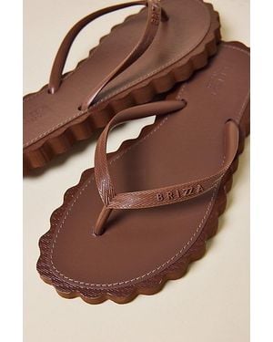 Brizza Arezzo Scalloped Thong Sandals - Brown