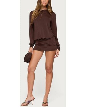 Edikted Guilia Backless Long Sleeve Romper - Brown