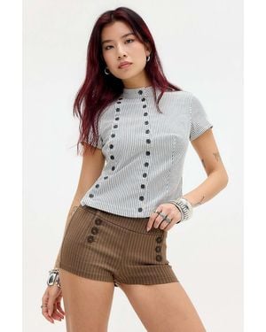 Kimchi Blue Piper Stripe Nautical Micro Shorts - Brown