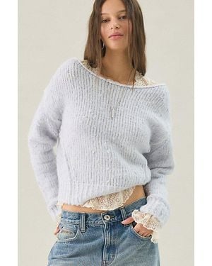 BDG Spruce Textured Knit Boatneck Sweater - Grey