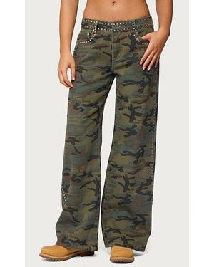 Edikted Quincy Studded Low Rise Jean - Green