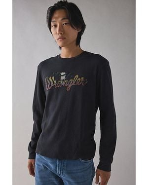 Wrangler Logo Graphic Thermal Long Sleeve Tee - Gray
