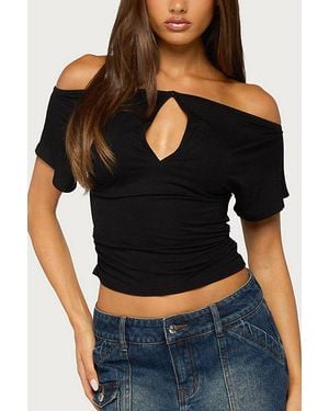 Edikted Hecate Off Shoulder Keyhole Top - Black