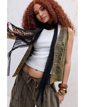 Urban Outfitters Uo Lace Tassle Skinny Scarf - Grey
