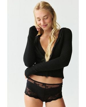 Out From Under Firecracker Sheer Lace Micro Shorts - Black