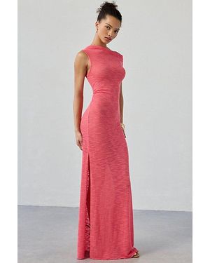 Out From Under Sunset Swit Semi-Sheer Off-Shoulder Slip Maxi Dress - Red