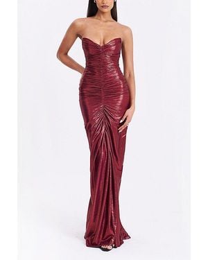 Miss Circle Sable Sweetheart Glitter Mermaid Maxi Dress - Red