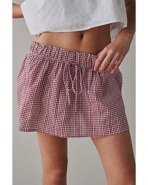 Kimchi Blue Emiline Gingham Cotton Low-Rise Mini Skirt - Red