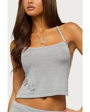 Edikted Teagyn Backless Metallic Knit Top - Gray