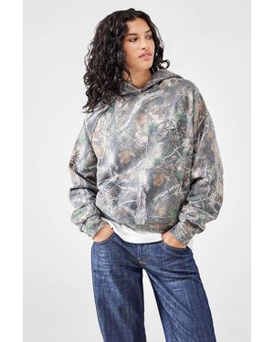BDG Camo Raglan Hoodie - Grey