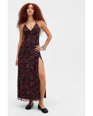 Urban Outfitters Uo Rowan Halter Mesh Maxi Dress - Multicolour