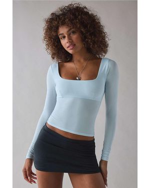 Urban Outfitters Uo Je T'aime Mesh Long Sleeve Top - White