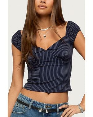 Edikted Eugenia Pinstripe Top - Blue