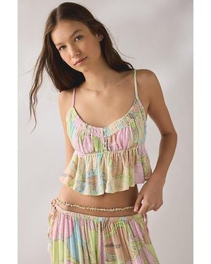 Out From Under Golden Hour Tie-Strap Cropped Babydoll Cami - Multicolor
