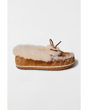 Minnetonka Suede Ultimate Sheepskin Slippers - White