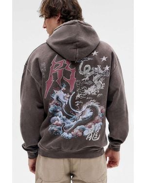 Urban Outfitters Uo Brown Asiatic Dragon Hoodie - Grey