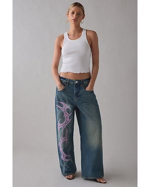 BDG Jaya Stencil Graphic Baggy Boyfriend Jean - Blue