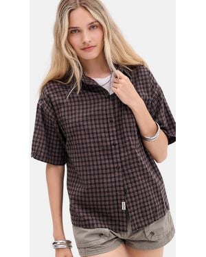BDG Check Boxy Skate Shirt - Black
