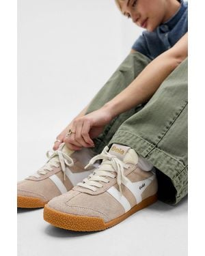 Gola Bone & White Elan Suede Trainers - Natural