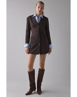 Glamorous Button Front Long Sleeve Blazer Mini Dress - Black