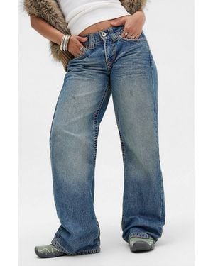 BDG Kayla Lowrider Stab Stitch Jeans 24w 32l At Urban Outfitters - Blue