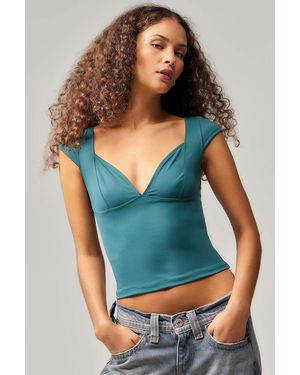 Silence + Noise Silence + Noise Greta Sweetheart Top - Blue