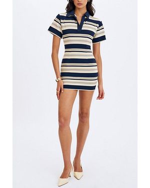 Miss Circle Whitley Piqué Cotton Striped Collared Mini Dress