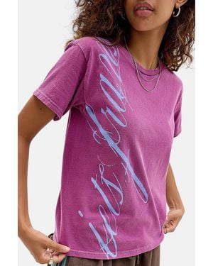iets frans... ... Script Relaxed Graphic Tee - Purple