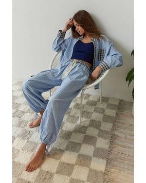 Out From Under Noah Patchwork Pyjama Trousers - Blue