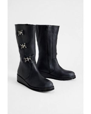 Urban Outfitters Uo Black Milan Wedged Boots