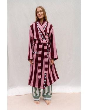 TBCo Striped Cotton Bath Robe - Red