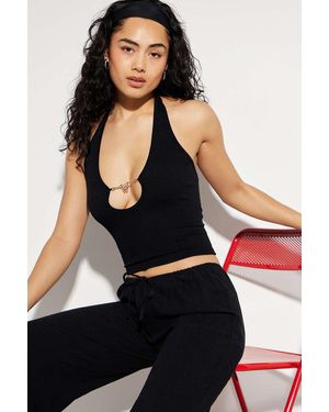 Out From Under Butterfly Icon Halterneck Top - Black