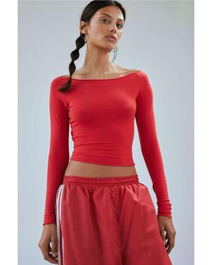 Out From Under Long Sleeve Boatneck Top - Red