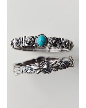 Urban Outfitters Floral Stretch Bracelets Set - Metallic