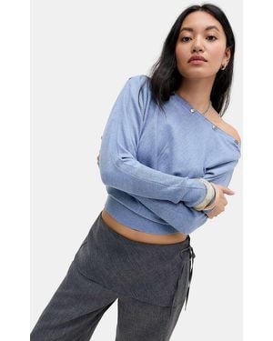 Urban Outfitters Uo Popper Bawing Top - Blue