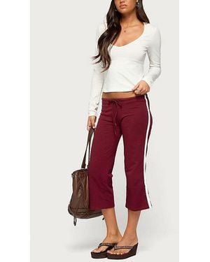 Edikted Milene Contrast Terry Capri Pants - Red
