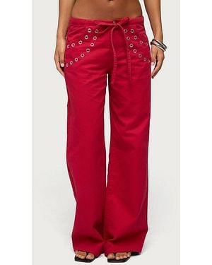 Edikted Kala Grommet Low Rise Baggy Jeans - Red