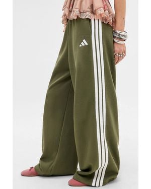 adidas Olive 3-stripes Baggy Track Trousers - Green