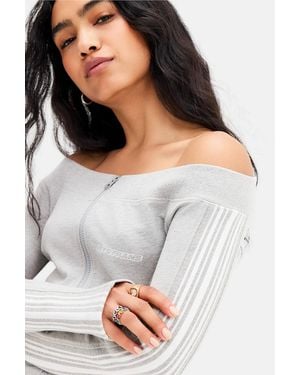 iets frans... Off Shoulder Track Top - Grey
