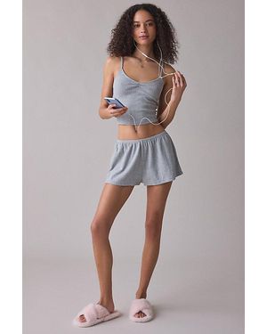 Out From Under Iris Pointelle Knit Cami + Shortie 2-Piece Pj Set - Gray