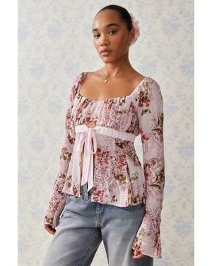 Kimchi Blue Phoebe Tie Babydoll Blouse - Red