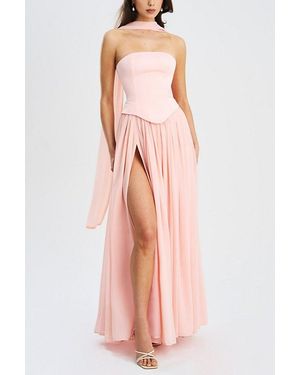 Miss Circle Qianna Corset High Slit Chiffon Dress - Pink