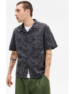 Ayker Black Acid Wash Embroidered Shirt - Blue