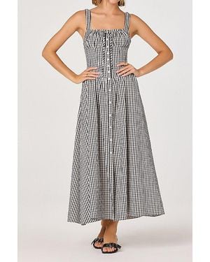 Astr Temperance Gingham Check Maxi Dress - Grey