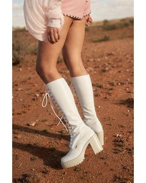 ROC Boots Australia Roc Lash Heeled Leather Lace-Up Boot - White