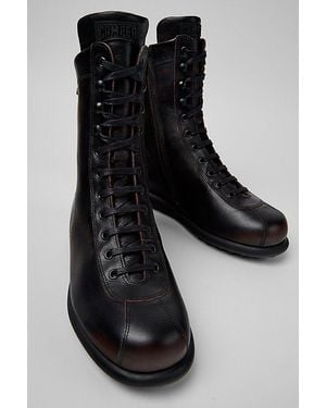 Camper Pelotas Ariel Leather Combat Boot - Black