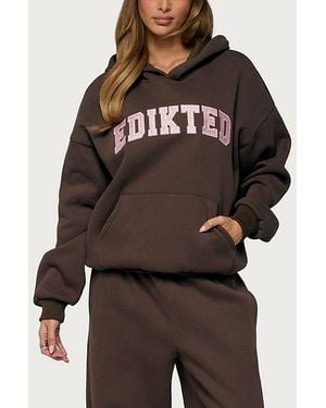 Edikted Glow Rhinestone Hoodie - Brown