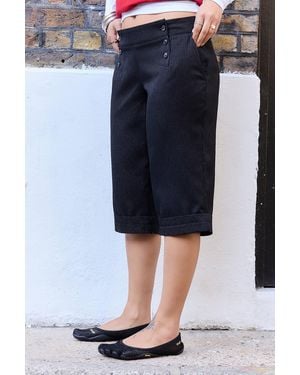 Urban Outfitters Uo Sailor Button Cropped Capri Trousers At - Blue